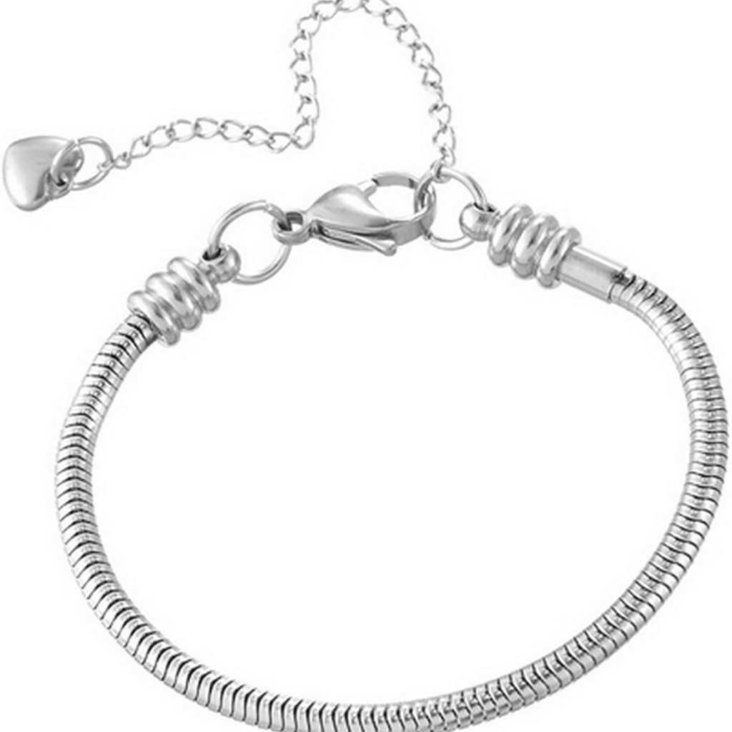 Women European Charm Bracelet Stainless Steel 3mm Snake Chain Bracelet Fits Char